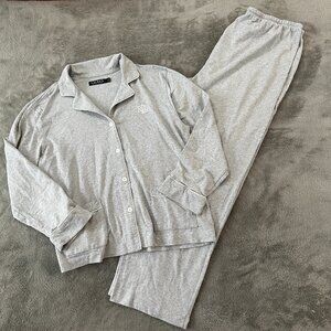 Lauren Ralph Lauren Pajamas Set Women's XL Gray 100% Cotton Pants Shirt